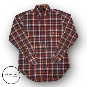 JOHN MARTIN Men's Red Plaid Button-Down Shirt Size Large